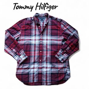 Tommy Hilfiger Men's Size XL  Checkered Shirt - Red and White